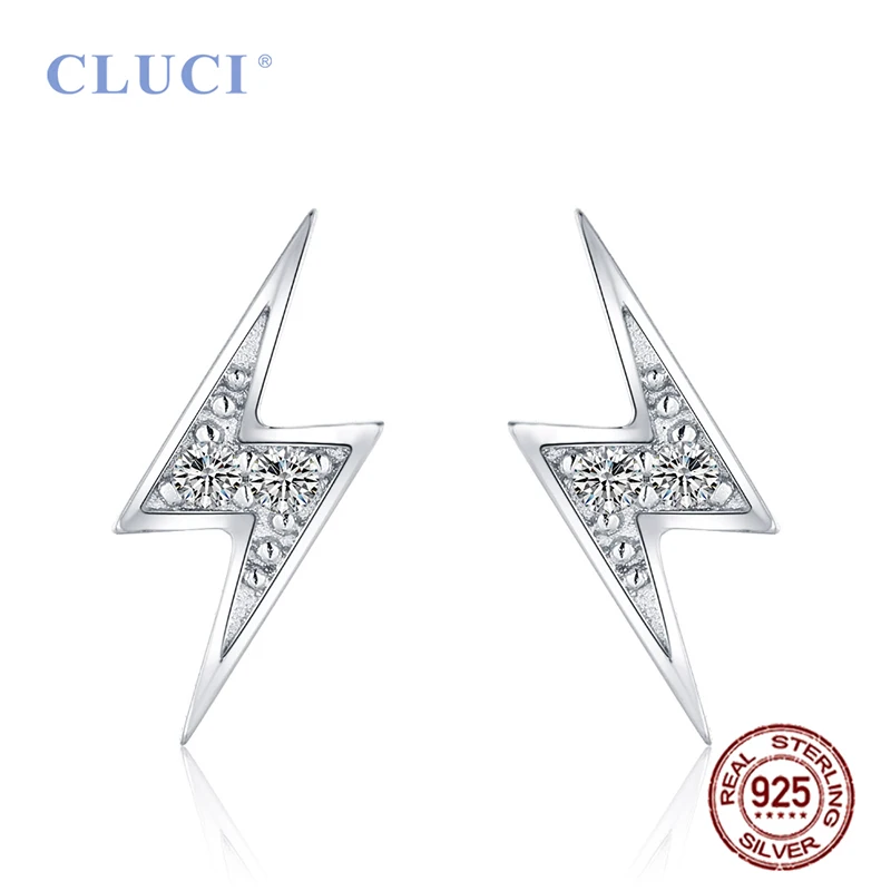Серебряные серьги-гвоздики CLUCI 925 дюйма Женские Ювелирные изделия из циркония