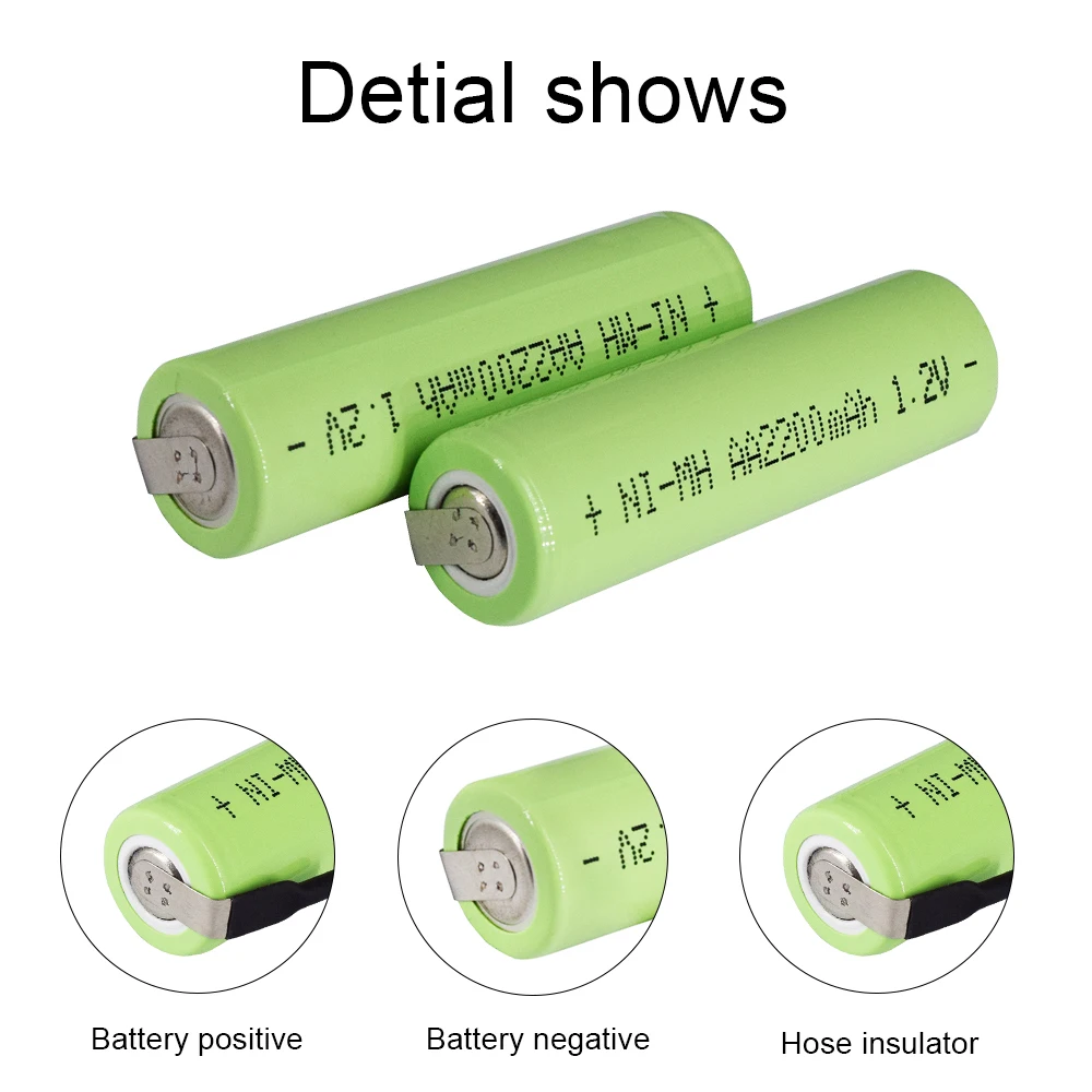 Rechargeable Nickel Metal Hydride Batteries PALO 1.2V AA Rechargeable Battery AA 2200mAh NiMH Batteries with welding tabs For Philips Electric Toothbrush Shaver