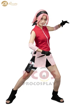 

Procosplay Naruto Shippuden Sakura Cosplay наруто одежда Halloween Costume for women Red tank Top Sexy Skirt mp000132