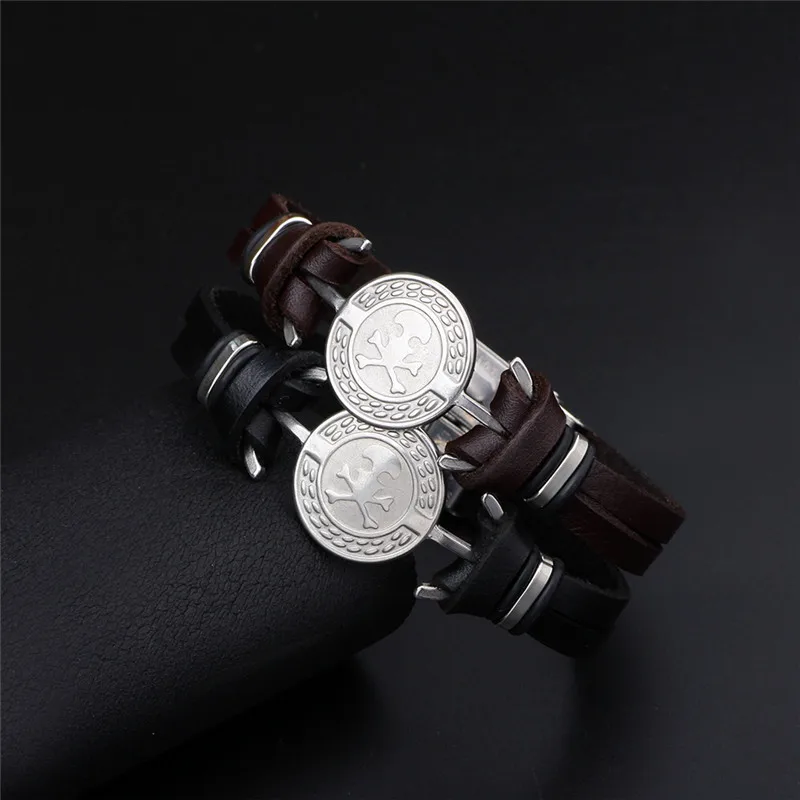 

Personality Bone Bangle Magnetic Stainless Steel Bracelet Genuine Leather Bracelet For Men Women Wristband Jewelry Wholesale