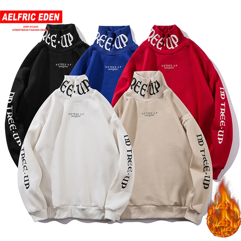 Aelfric Eden Fleece Hip Hop Hoodies Men Sweatshirts Letter Print Turtleneck Pullovers Winter Warm Streetwear High Neck Hoodie Aelfric Eden Fleece Hip Hop Hoodies Men Sweatshirts Letter Print Turtleneck Pullovers Winter Warm Streetwear High Neck Hoodie