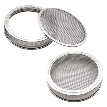 

Set of 2 Stainless Steel Sprouting Jar Lid Kit for Superb Ventilation Fit for Wide Mouth Mason Jars Canning Jars for Making Orga