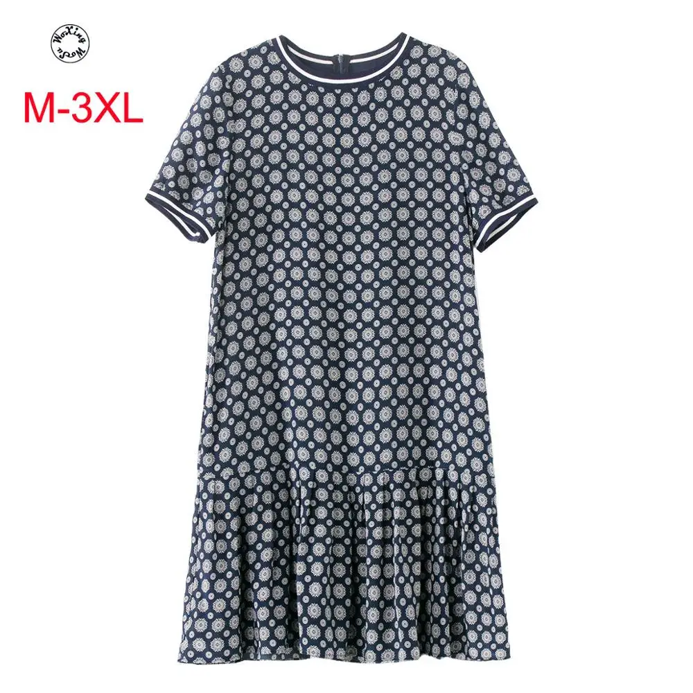 

The new summer 2020 little fat silk dress is big yards high-end mulberry silk crepe DE chine ruffled M to 3XL