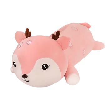 

ultra soft pink blue and green cute adorable deer plush toys cuddly deer throw pillow with flower shaped spots on body and face