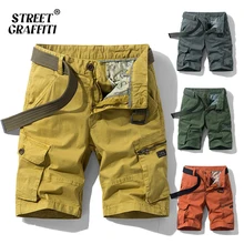 2021 New Spring Summer Men Cargo Shorts Cotton Relaxed Fit Breeches Bermuda Casual Short Pants Clothing Social Cargo Short Men