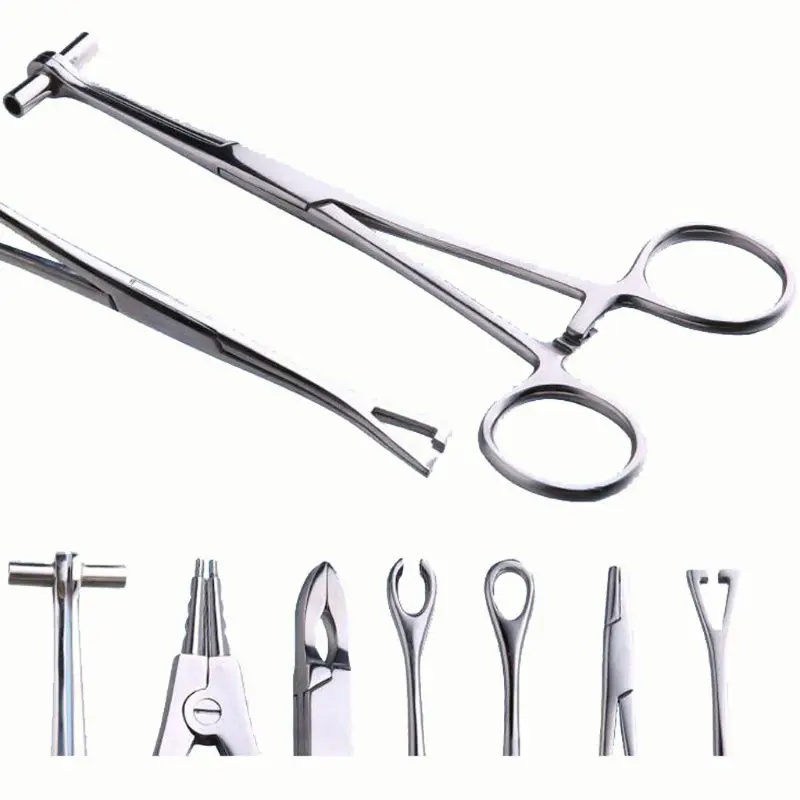 Стальное кольцо для хирургических инструментов Открытие закрытия гибки плоскогубцы Пинцет пирсинг инструменты