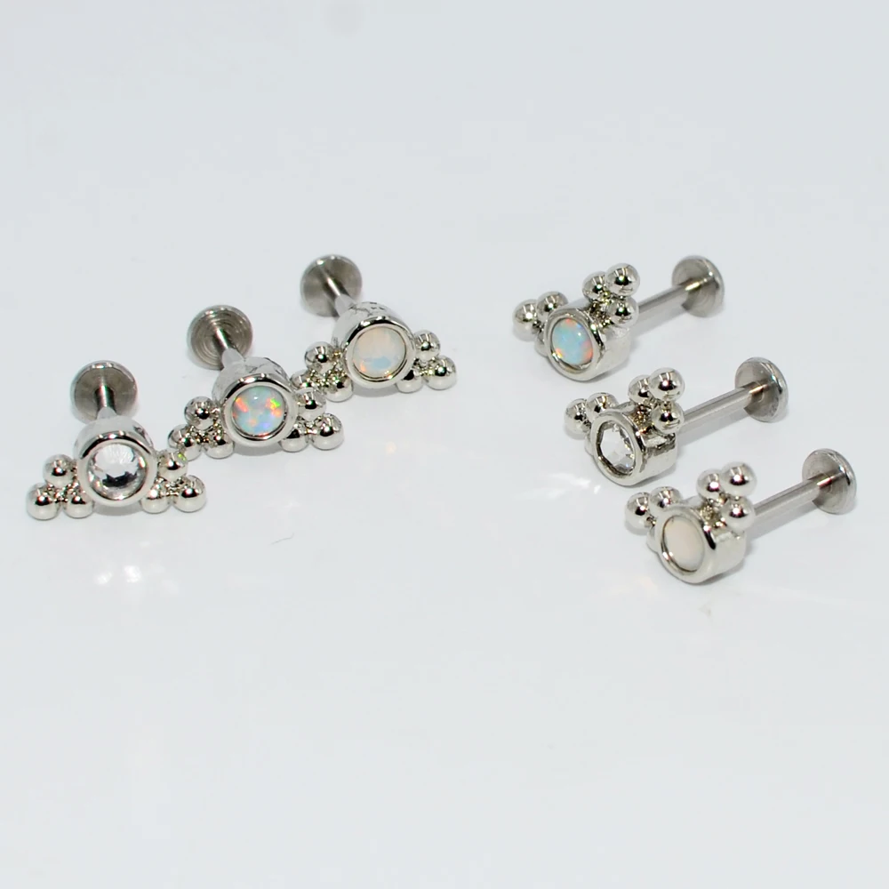 Surgical Steel&Titanium Opal Zircon Ear Stud Labret Stud Lip Ring Cartilage Helix Lobe Conch Earrings Body Piercing Jewelry 1pcs piercing jewelry,body piercing earrings,ear piercing jewelry,ear studs,metal jewelry,body piercing jewelry,body jewelry