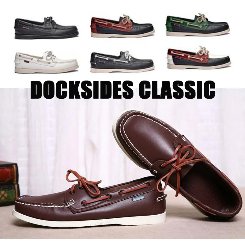 

Chaussure Nautique Homme Docksides De Men Genuine Leather Boat Shoes,Plus Big Size Navy Black Brown Brand Flats Loafers X100