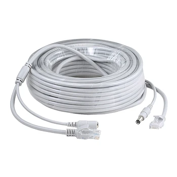 Cavo per telecamera IP 5M/10M/15M/20M/30M Cavo Ethernet CAT5/CAT-5e RJ45 + Cavi grigi di alimentazione CC per telecamera di rete NVR CCTV System