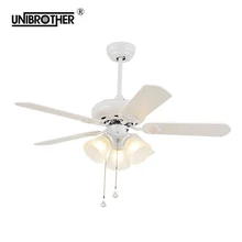 Потолочный вентилятор ретро Белый Потолочный вентилятор, лампа с дистанционным управлением, деревянная современная столовая спальня, деревянный светодиодный веревочный переключатель 110 В 220 В