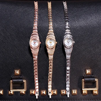 

Diamond inlaid small dial steel band quartz watch leisure simple temperament Watch