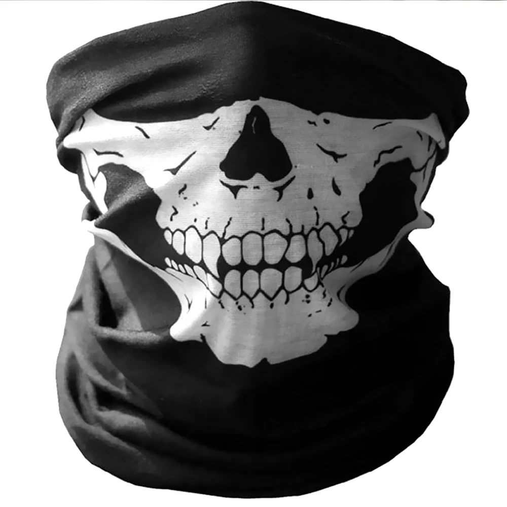 

2019 Halloween Unisex Motorcycle Headband Balaclava 3D Care Mask Half Face Ghost Mask Scarf Multi-use neck Warm