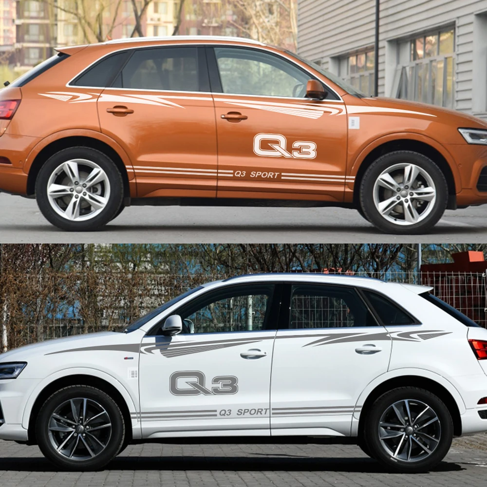 2 шт. автомобильные стильные боковые наклейки для Audi Q3 Авто Виниловая пленка наклейка DIY Спортивное украшение авто Стайлинг тюнинг автомобильные аксессуары