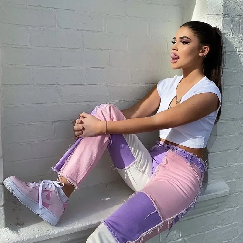 

Womens Straight Leg Jeans High Waist Slim Mom Jeans Slim Cargo Pants Denim Baggy Jeans Fashion Trousers Boyfriends Streetwear