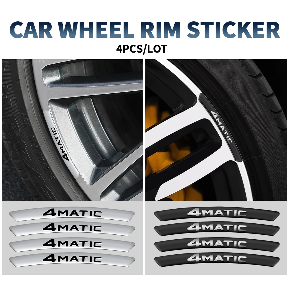 3D Aluminum Wheel Hub Sticker Decals Auto 4MATIC Badge Rim Decoration For Mercedes Benz AMG A B R G S Class GLK GLA CLA GLB GLC
