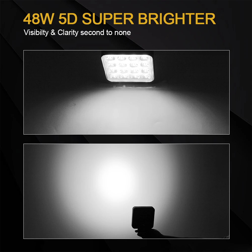 CO LIGHT 5D 4 дюйма 48 Вт квадратный светодиодный Рабочий фонарь для вождения светодиодный фонарь дневная ходовая лампа высокой мощности для Jeep 4x4 внедорожная подсветка для габаритных автомобилей Лодка 12 В 24 В
