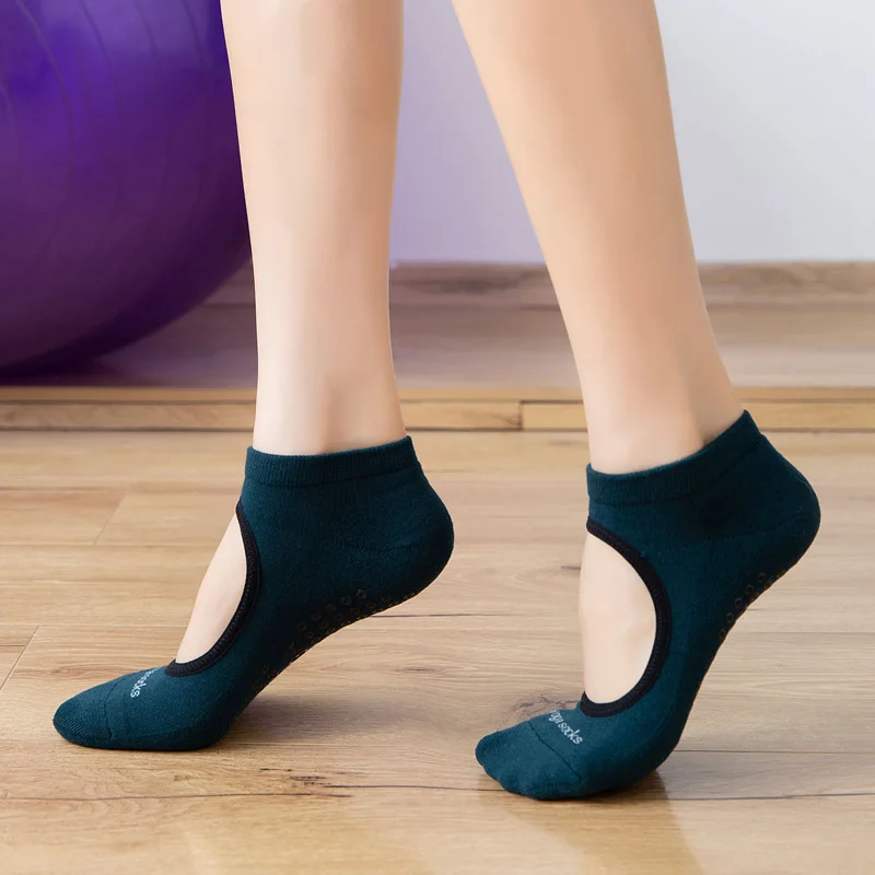 2023 Women High Quality Backless Pilates Socks High Elasticity Anti-Slip Yoga Sock Cotton Ballet Sports Dance Slipper Grip Sock