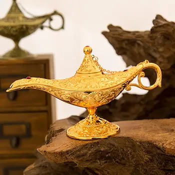 

Vintage Imitation Aladdin Lamp Wishing Tea Pot Collectable Retro Creative Wishing Aladdin's magic Lamp Home Decor Ornament