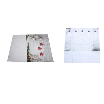 

2 Pcs Photo Background Photography Backdrop Props-Christmas Balls Stars & Grey Brick Wall