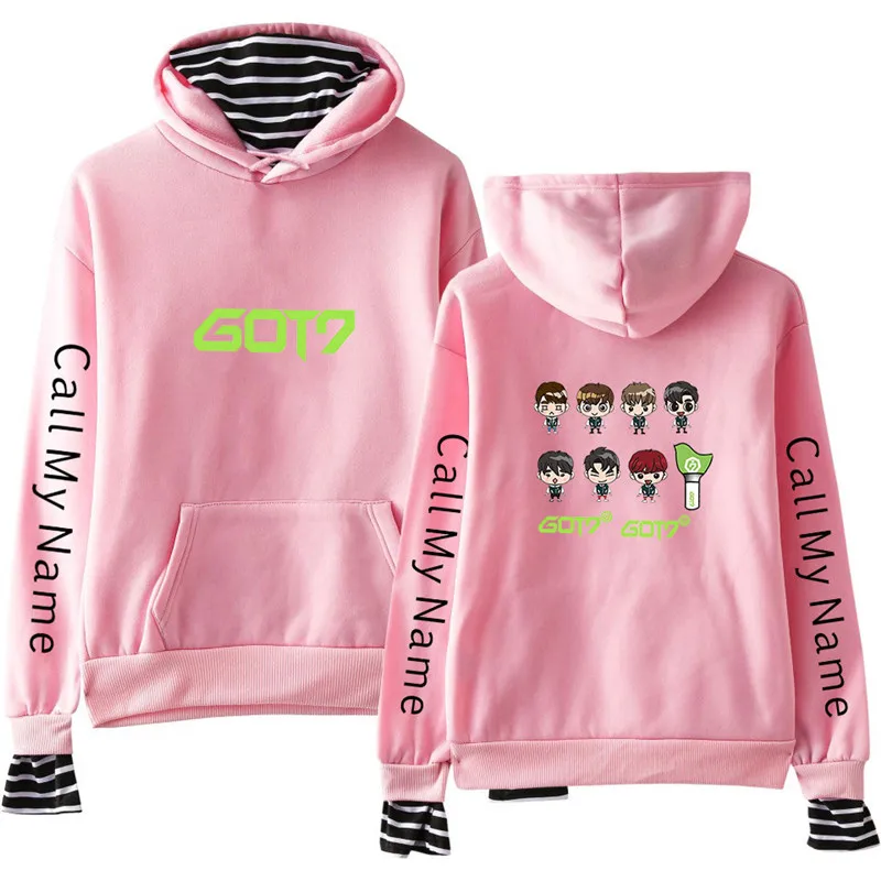 GOT7 поддельные из двух частей толстовки Толстовка kawaii уличная Женская/Мужская мода корейский стиль толстовки Толстовка - Цвет: as shown the picture