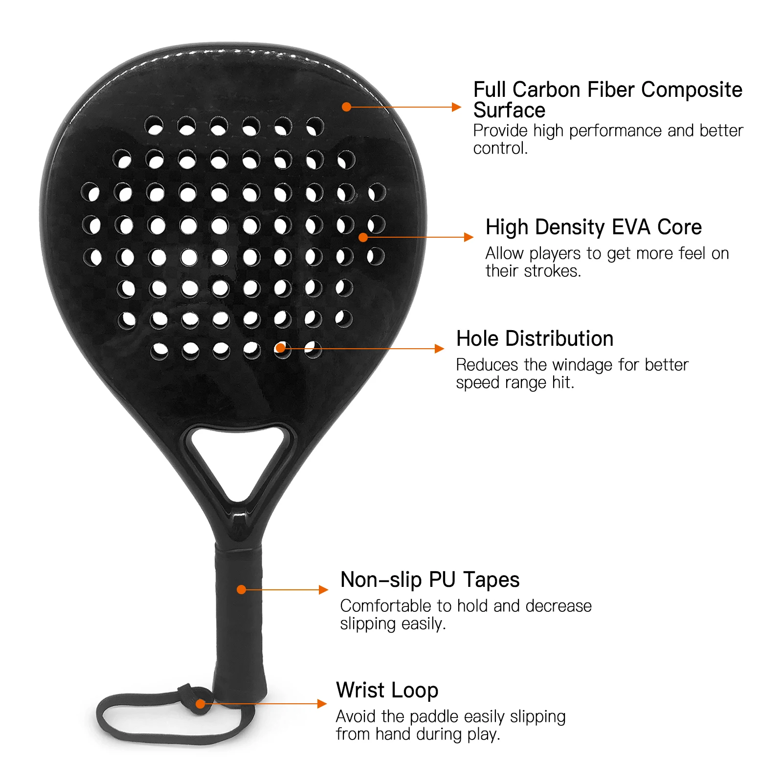 Full Carbon Fiber Padel Racket Paddleball Racquet Beach Tennis Racket Beach Non-slip Handle