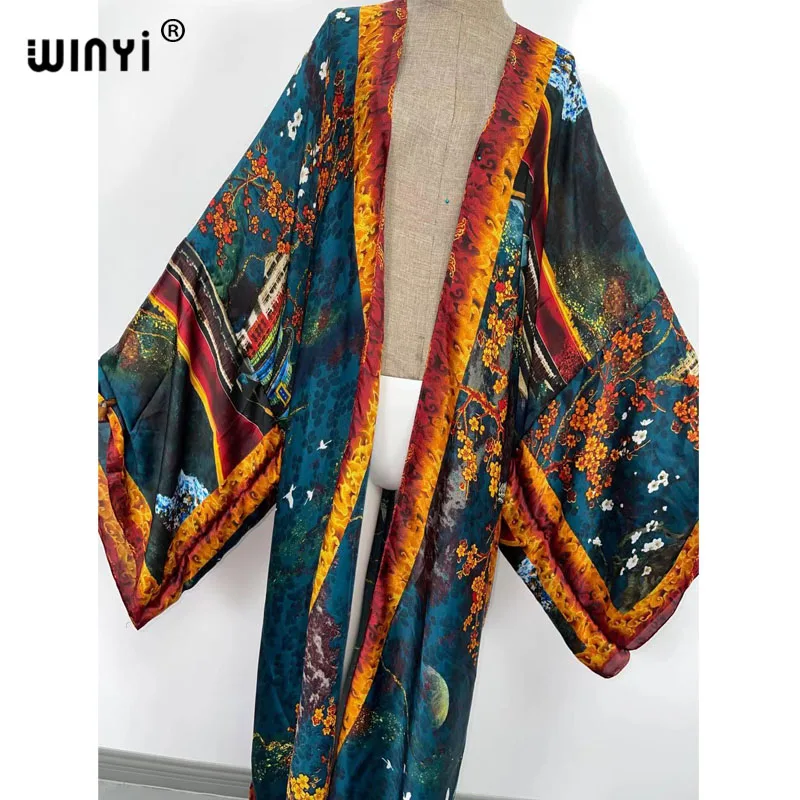 cardigan ponto cocktail sexy boho maxi feriado batwing manga quimono mujer