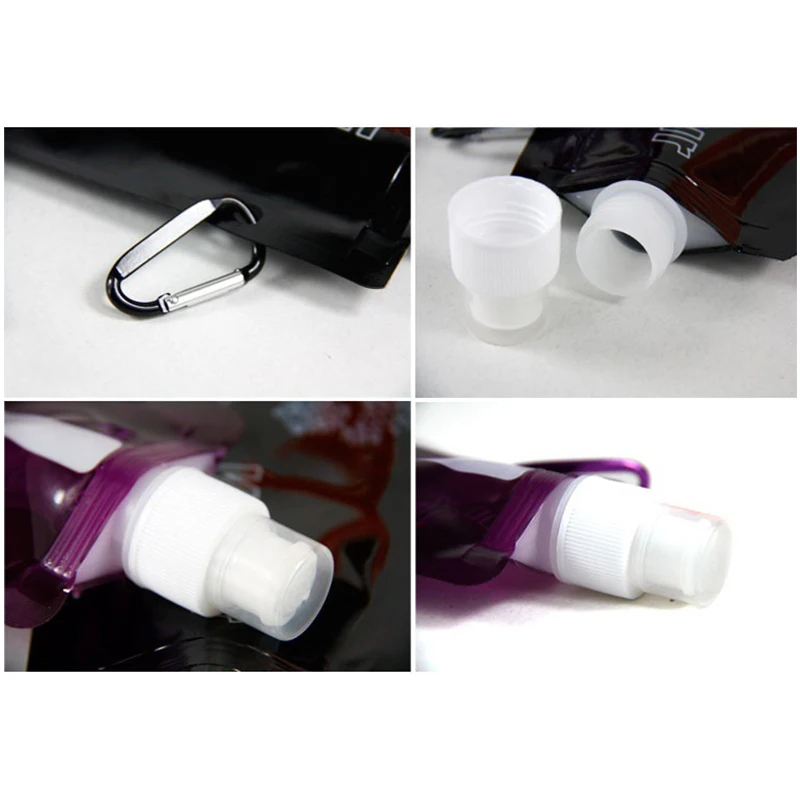 Portable Fashion 480ml Ultralight Foldable Flexible Water Bag Soft Flask Bottle Outdoor Sport Hiking Camping Water Bag