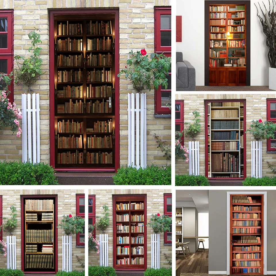 2 шт./компл. ретро наклейка на дверь библиотеки обои самоклеящиеся