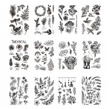 

Sketch Vintage Flowers Clear Rubber Stamps for DIY Scrapbooking Card Transparent Stamps Making Photo Album Crafts Template Decor