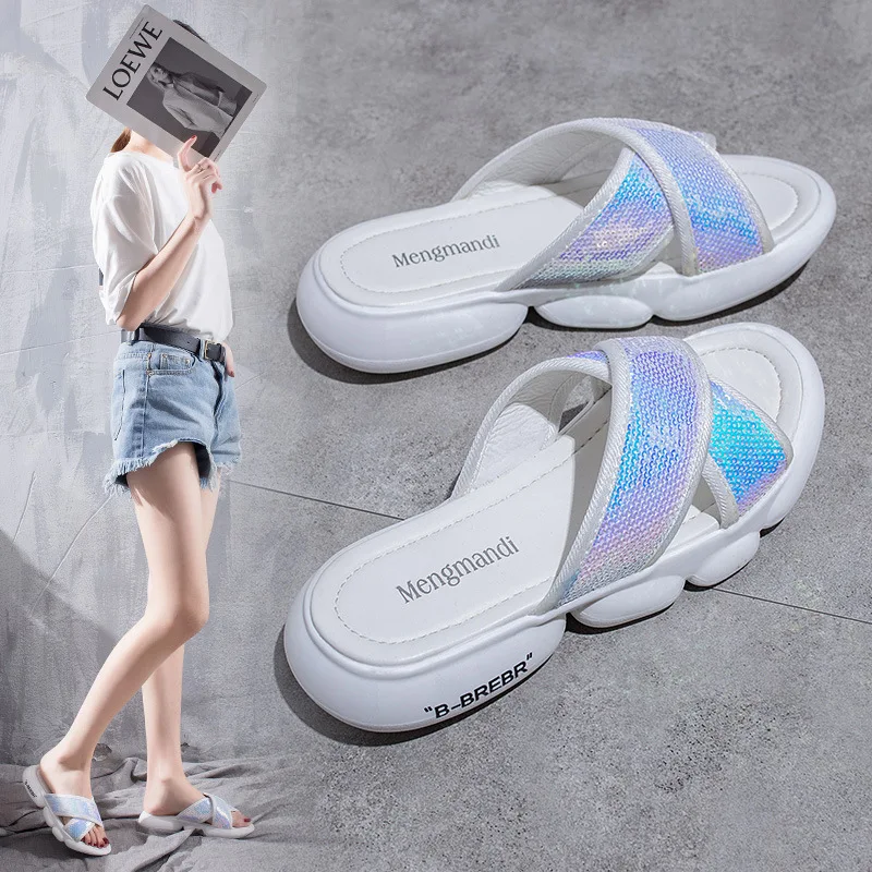 

Slipper Women's Summer Outer Wear 2019 New Style Versitile Fashion Korean-style Students CHIC Shoes Hong Kong Style Flat Net Red