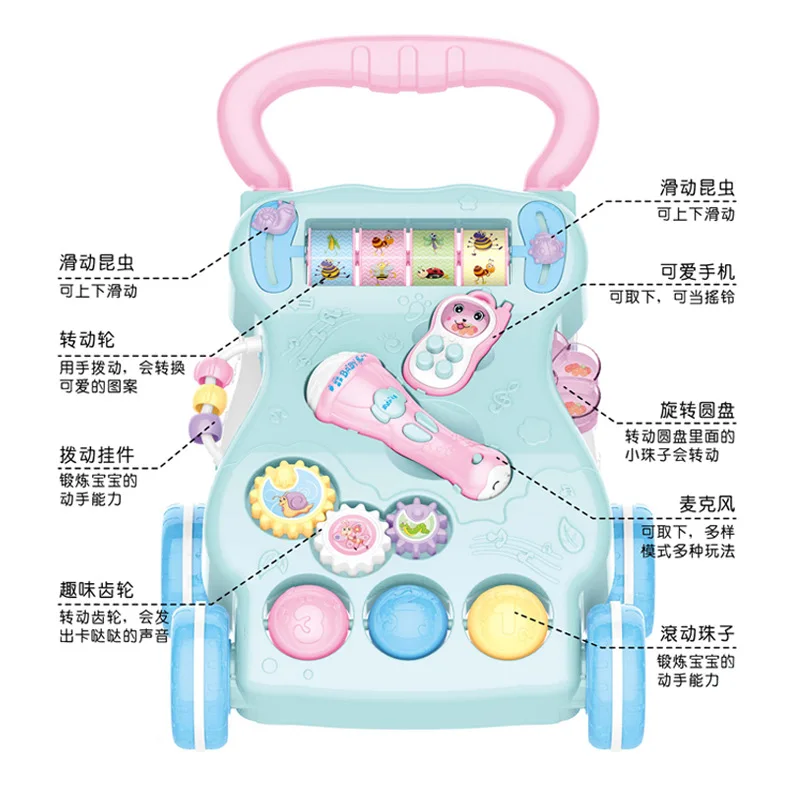 

Baby Walker Cart 0-1-2 Years Old Baby Learn Walk Multi-functional Music Adjustable Speed Baby Walker Toy