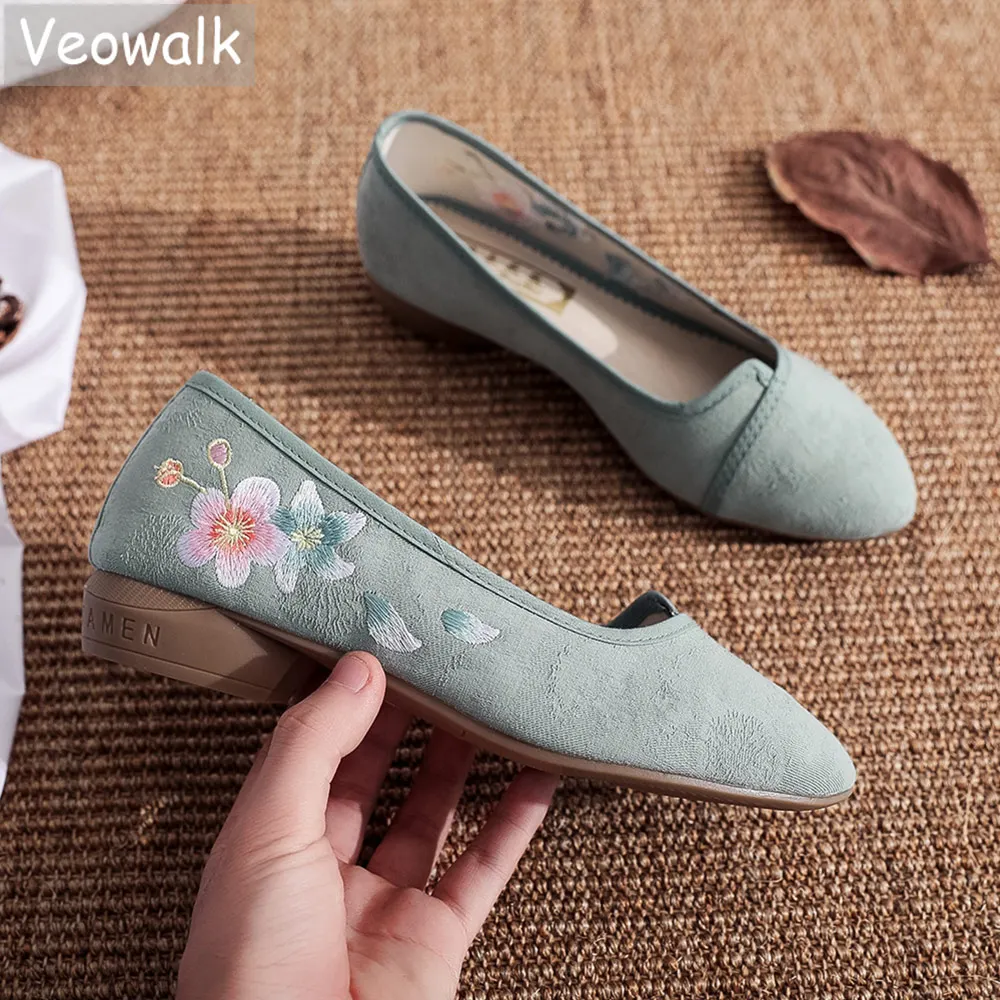 

Veowalk/жаккардовые женские балетки на плоской подошве с вышивкой и острым носком; Элегантные женские повседневные удобные туфли на плоской подошве без застежки