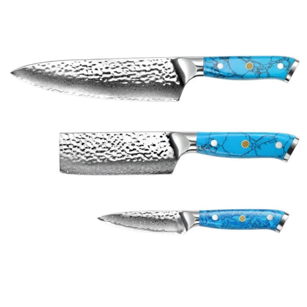 3 шт. набор ножей из дамасской стали 67 слоев японской vg10 Chef Santoku кухонные