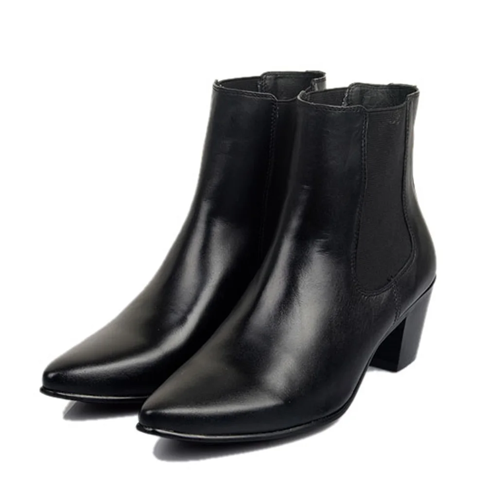 Men High-top Fashion Business Short Boots Men 7CM high-heeled Men's Shoes Boots Korean Style Leather Boots 1