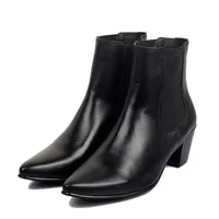 Men High-top Fashion Business Short Boots Men 7CM high-heeled Men's Shoes Boots Korean Style Leather Boots 1