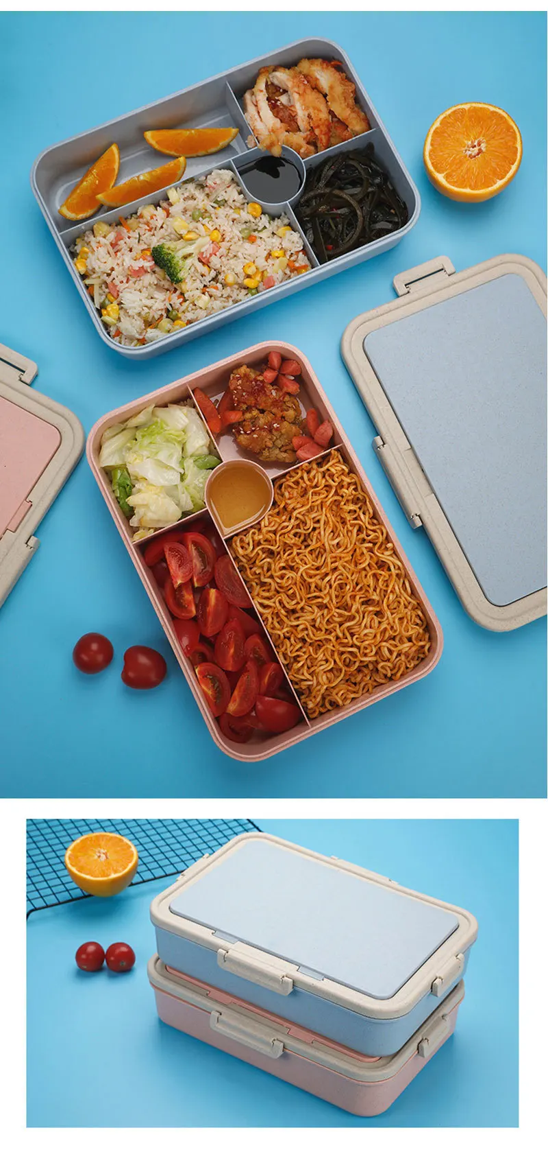 BPA Бесплатный Ланч-бокс для детей с отсеком Microwavable мультфильм Bento коробка герметичный контейнер для хранения еды ланчбокс для пикника