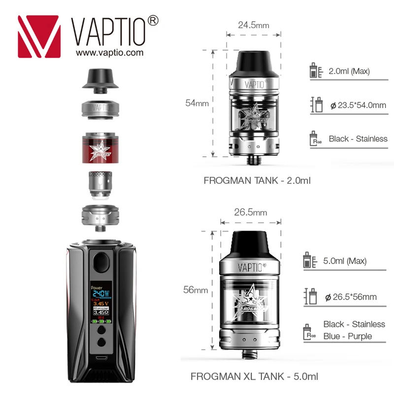 Billige Schiff aus GROßBRITANNIEN! VAPE KIT Original Vaptio N1 PRO200W LITE KIT Mit 2ml Zerstäuber   200W Box MOD Elektronische Zigarette verdampfer