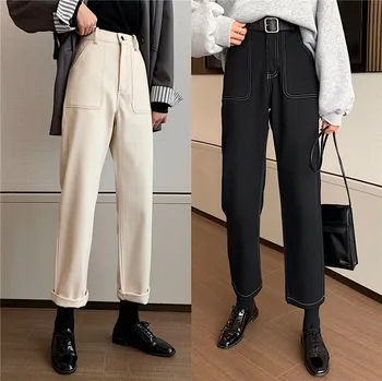 

Straight Jeans Women High Waist Black White Jeans Vintage Boyfriend Mom Denim Jeans Pants Female 2020 Retro Loose Pants