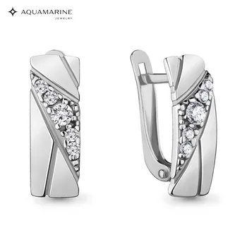 

AQUAMARINE earrings with cubic zirconia, silver 925