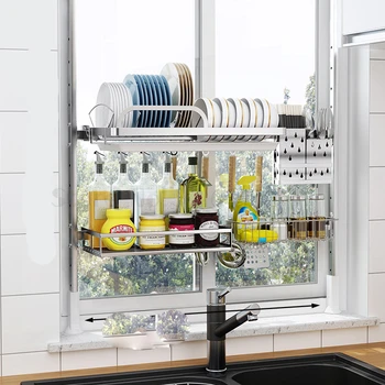 

Foldable Water Tank Drain Bowl Rack Drain Bowl Rack and Window Storage Without Window and Upper and Lower Shed In Kitchen