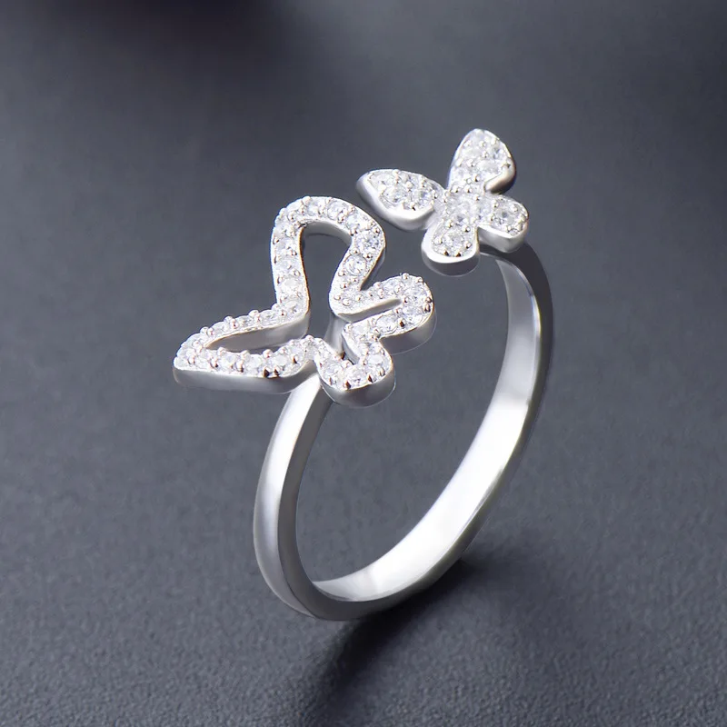S925 Серебряное кольцо с бабочкой, кольцо для открытия, Дамская мода, индивидуальное ювелирное изделие, регулируемое серебряное кольцо для девушек, красивый подарок