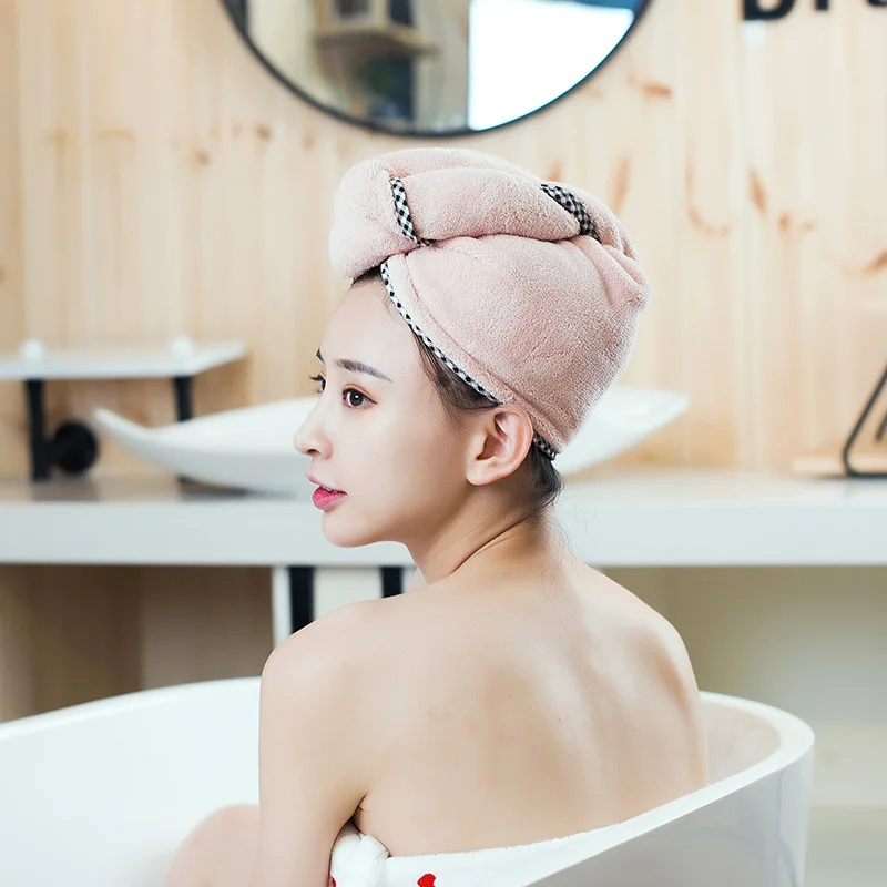 Hair Drying Towels Women Towels Bathroom Towel Bath Hat Quick drying Super Absorbent Thicker Microfiber Hair 2