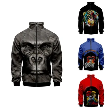

New Orangutan Funny Costume 3d Stand Collar Hoodie Fashion Men Women Zipper Hoodies Jacket Long Sleeve Homme 3D Sweatshirts Tops