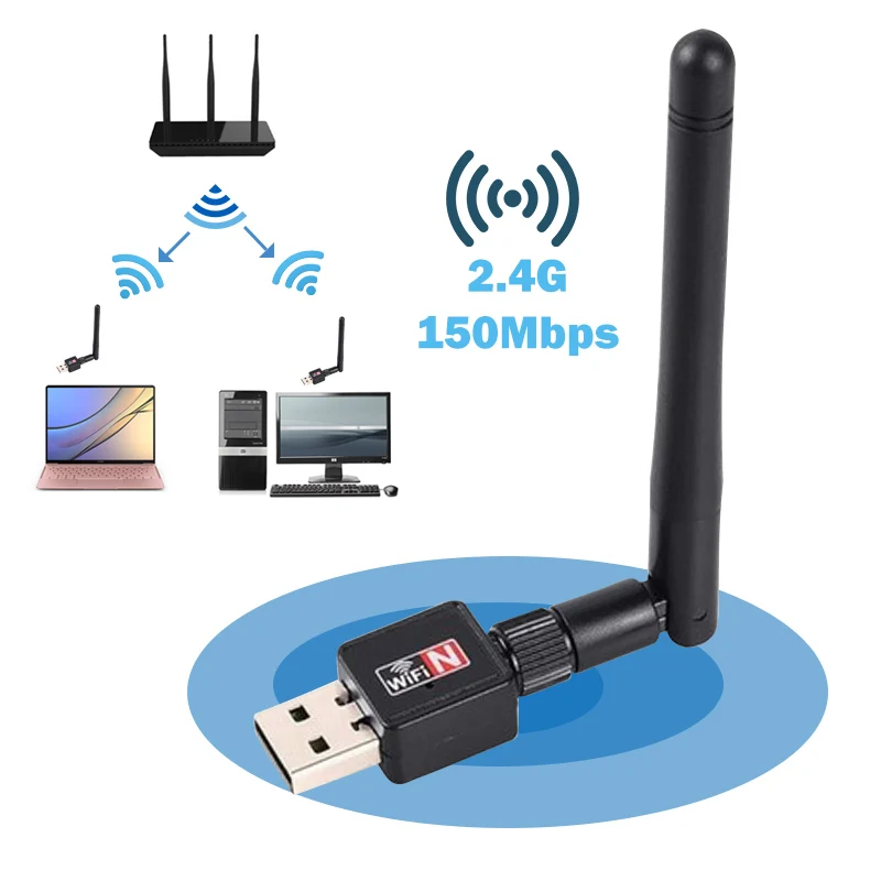Usb wifi адаптер ethernet lan беспроводной 802.11n ноутбук Настольный ключ карта antena adaptador 2 4g