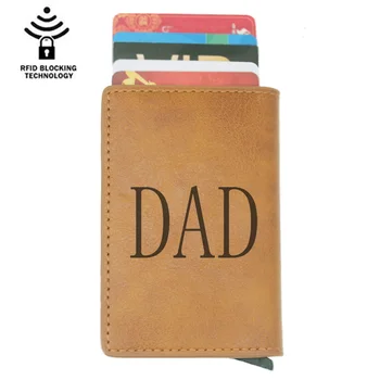 

Retro Classic DAD Rfid Card Holder Men Wallets Brown Short Purse Leather Slim Wallets Mini Wallets Father's wallet