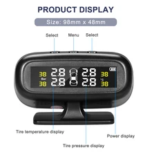 Solar Wireless TPMS Car Tire Pressure Monitoring System Smart TPMS Real-time Display Tires Pressure & Temperature With 4 Sensors careud t801 nf auto car tpms tire pressure solar panel monitoring system with 4 internal sensors
