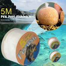 

5M PVA Mesh Diameter 25/37/44mm Water Dissolving Mesh Water Soluble Carp Fishing Feeder Trap Bait Bag Fishing Accessories