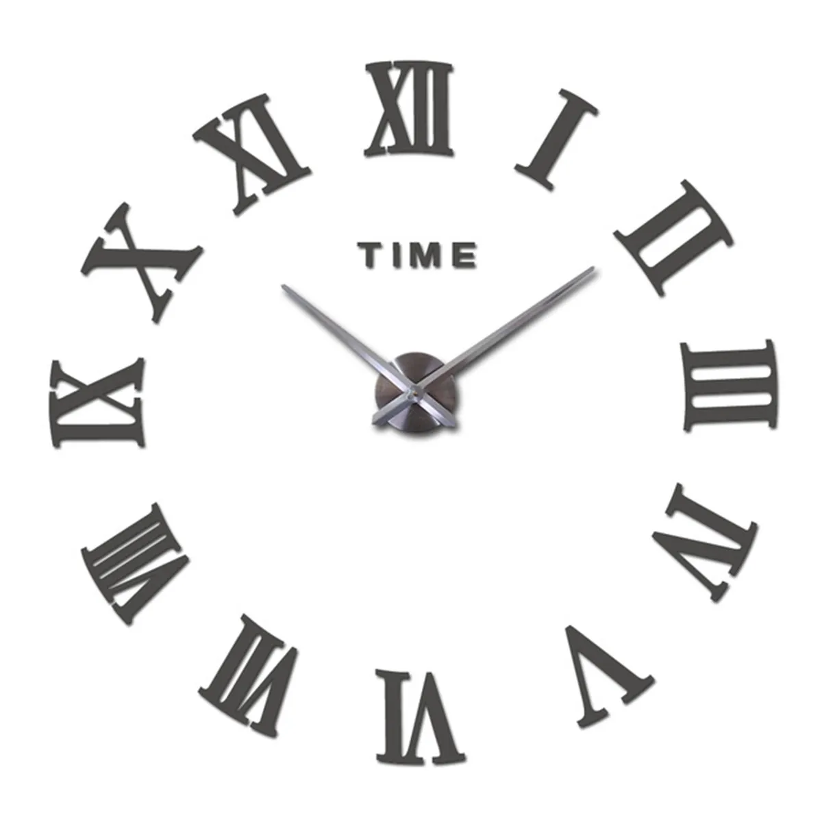 3D большие римские цифры акриловые зеркальные настенные часы стикер модные DIY кварцевые часы украшение дома наклейки для гостиной s - Цвет: Серый