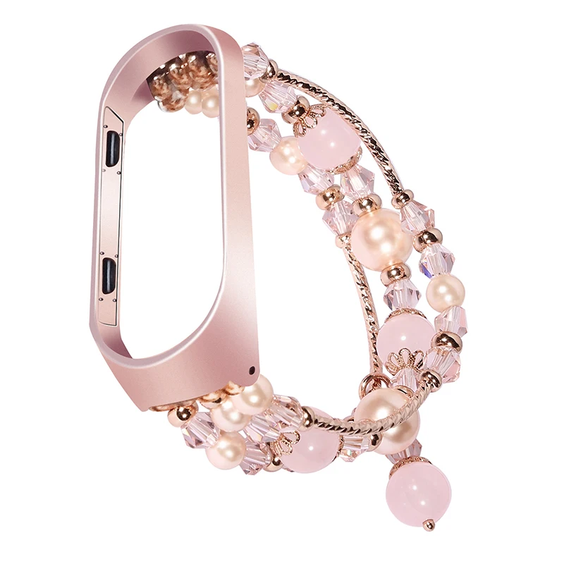 Jewelry Loop strap For Xiaomi Mi Band 6 5 4 3 Elastic Beaded Braceletd Wristband For mi band 6 5 Women strap Mi Band 4 3 strap