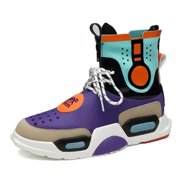 

Genuine Leather Men's Vulcanized Shoes WUDAO Dad Shoes High Help Mens Shoes Sports Shoes Male High Top Sneakers Tenis Casual